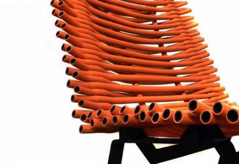 Orange rubber chair seen @ Scrap Lab